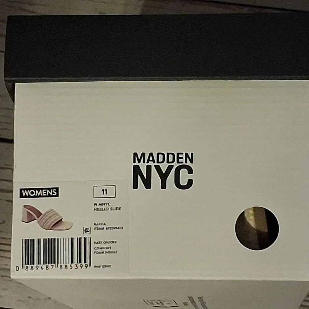 Madden NYC Heeled Slide Raffia With Faux Pearls And Rhinestones Size 11